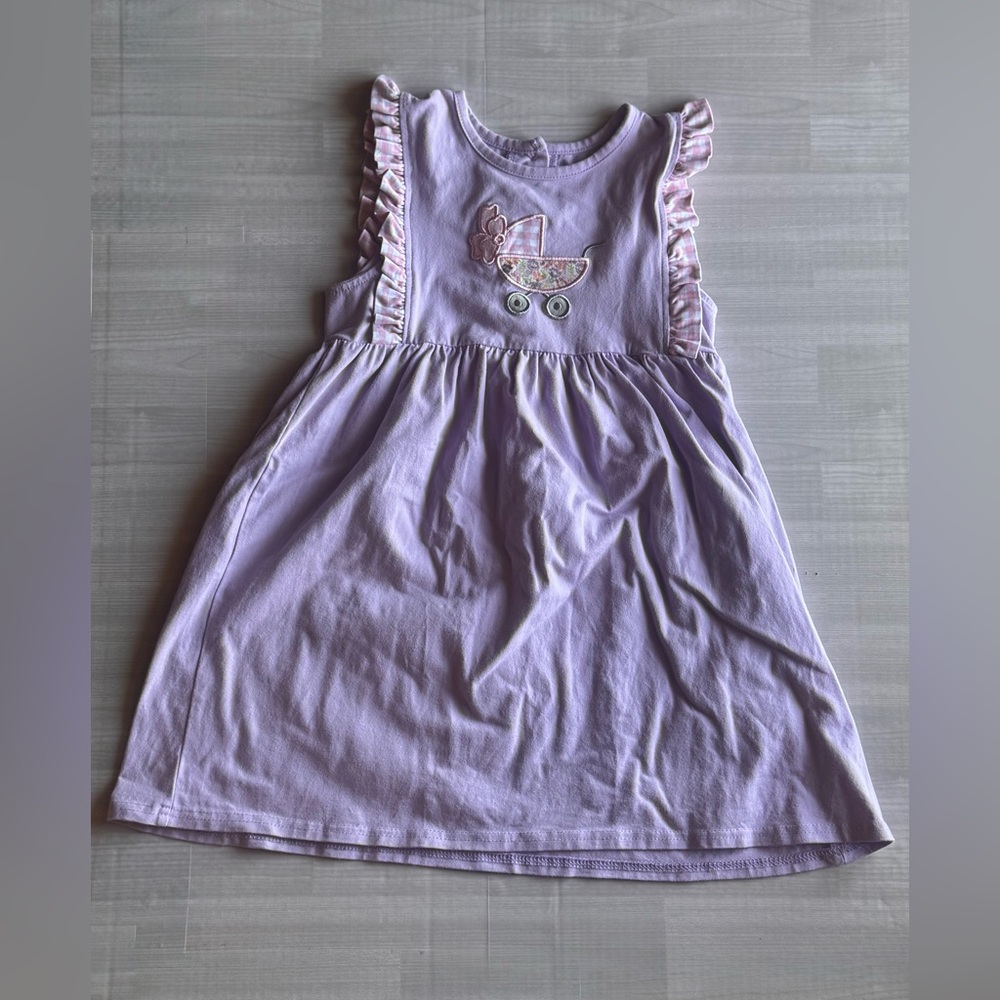 Charming Lilac Kids Dress with Ruffle Sleeves